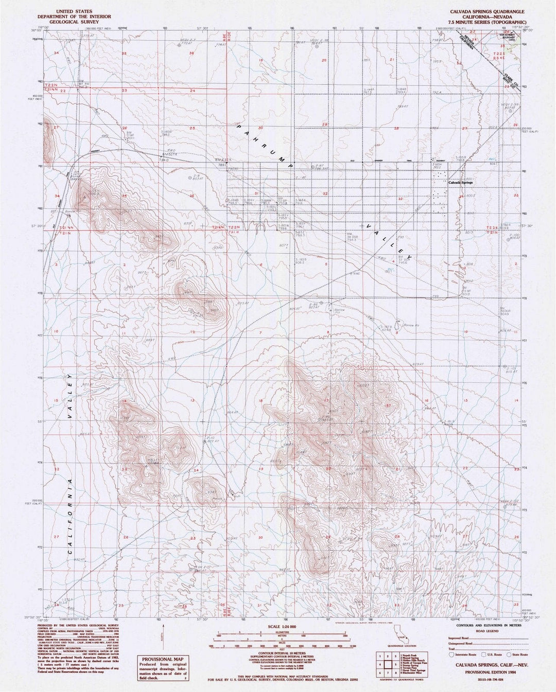 1984 Calvada Springs, CA - California - USGS Topographic Map