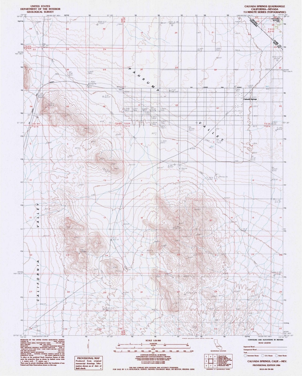 1984 Calvada Springs, CA - California - USGS Topographic Map