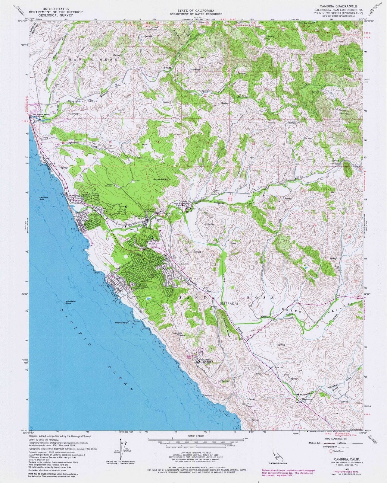 1959 Cambria, CA - California - USGS Topographic Map
