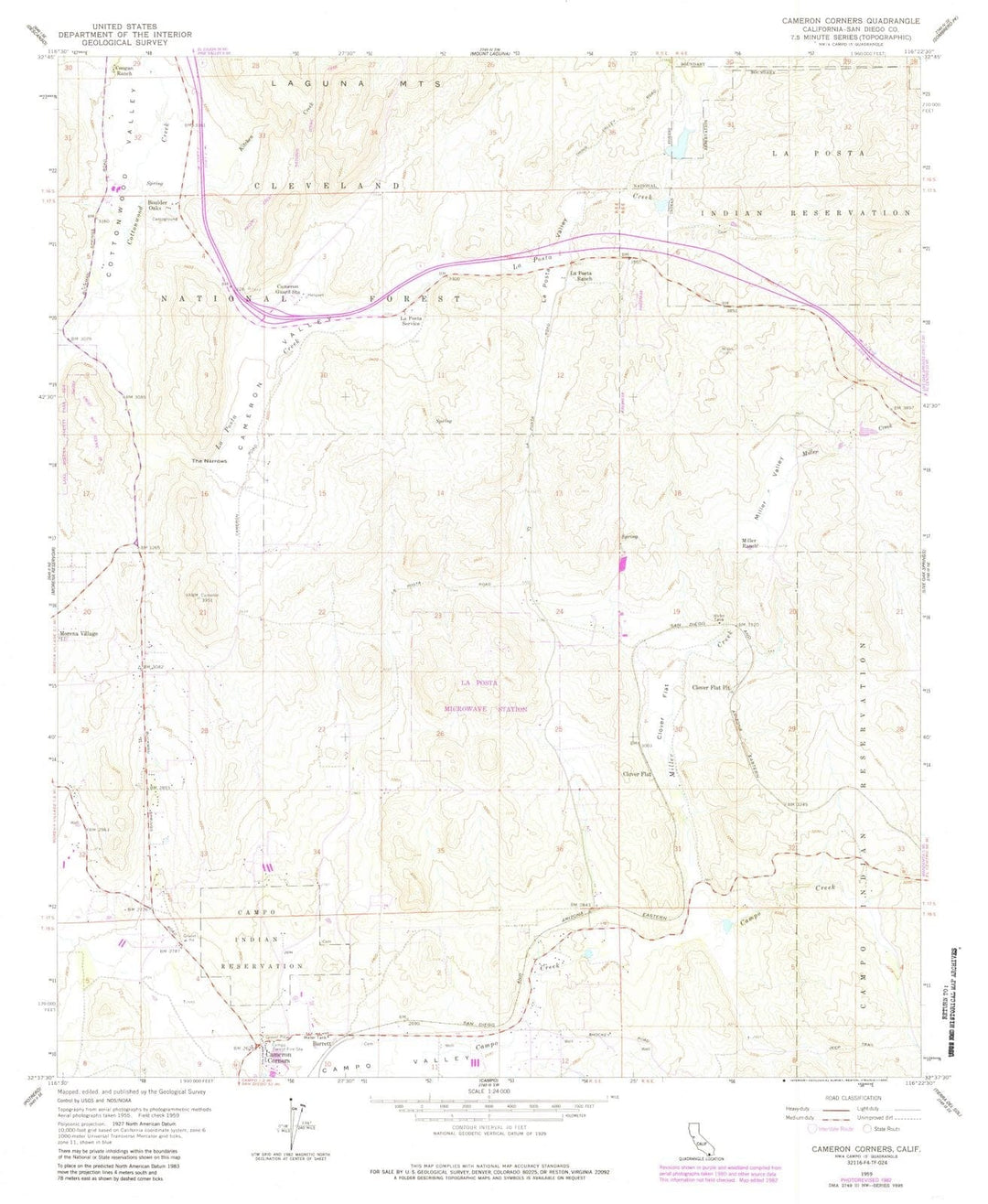1959 Cameron Corners, CA - California - USGS Topographic Map