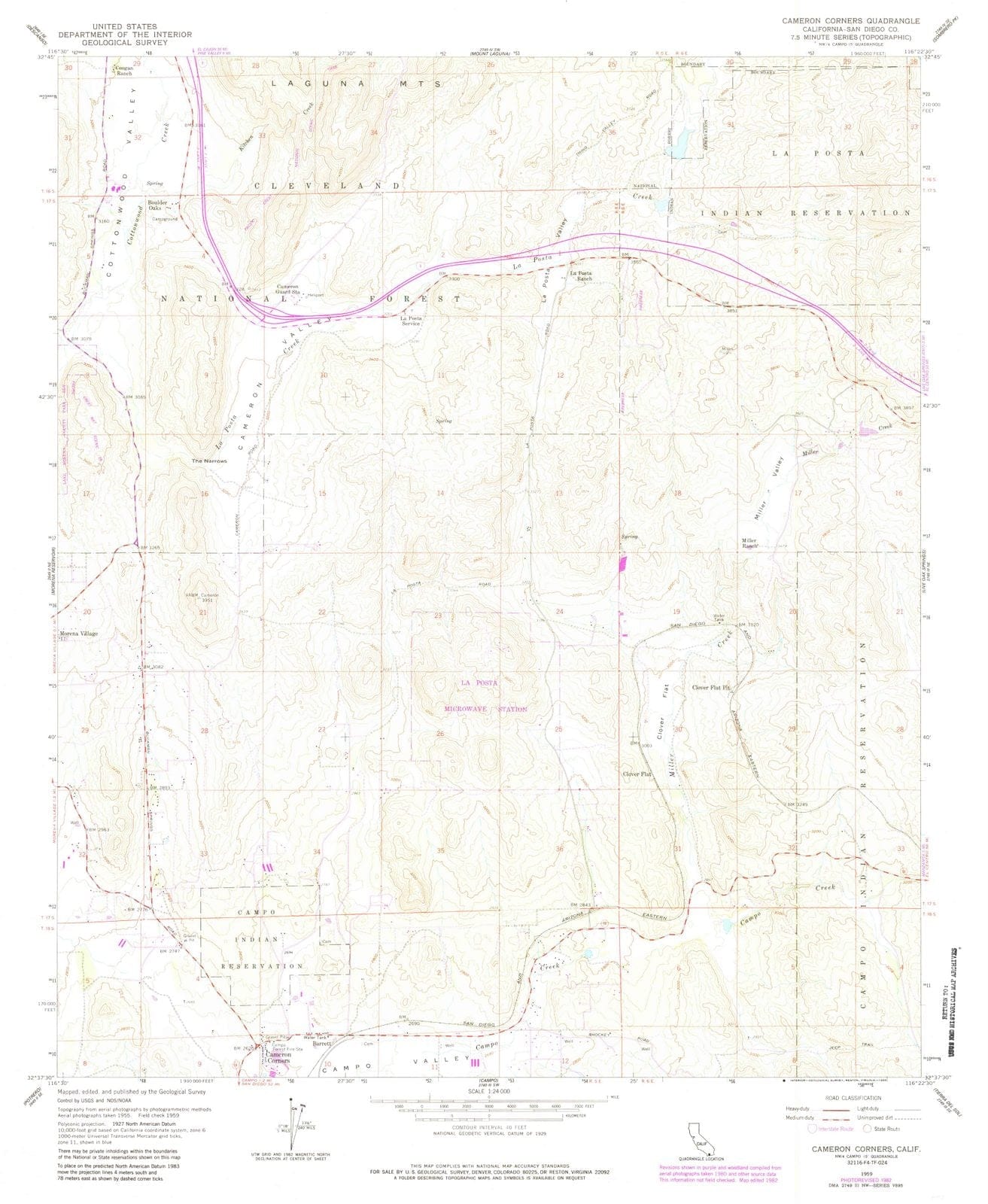 1959 Cameron Corners, CA - California - USGS Topographic Map