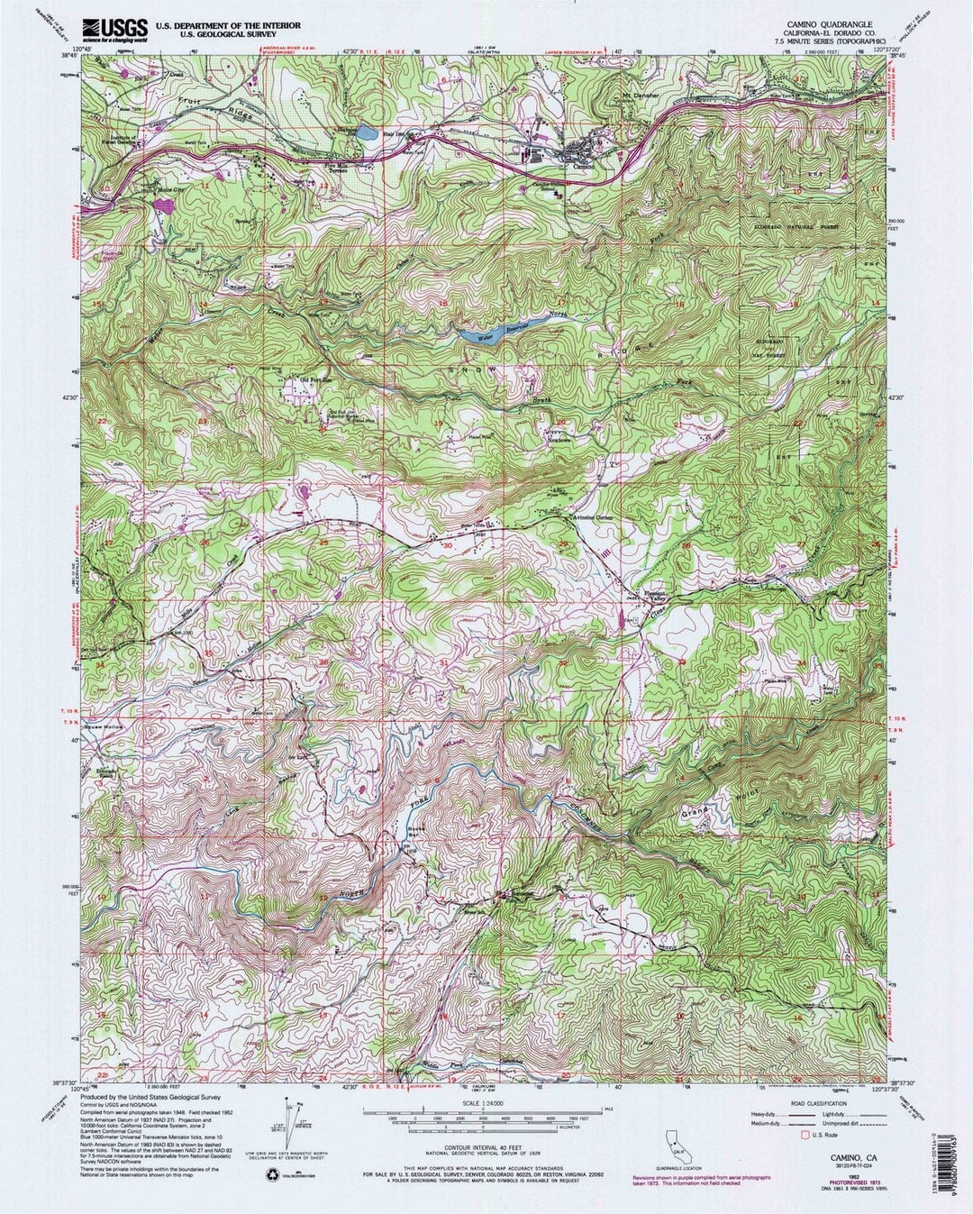 1952 Camino, CA - California - USGS Topographic Map v2