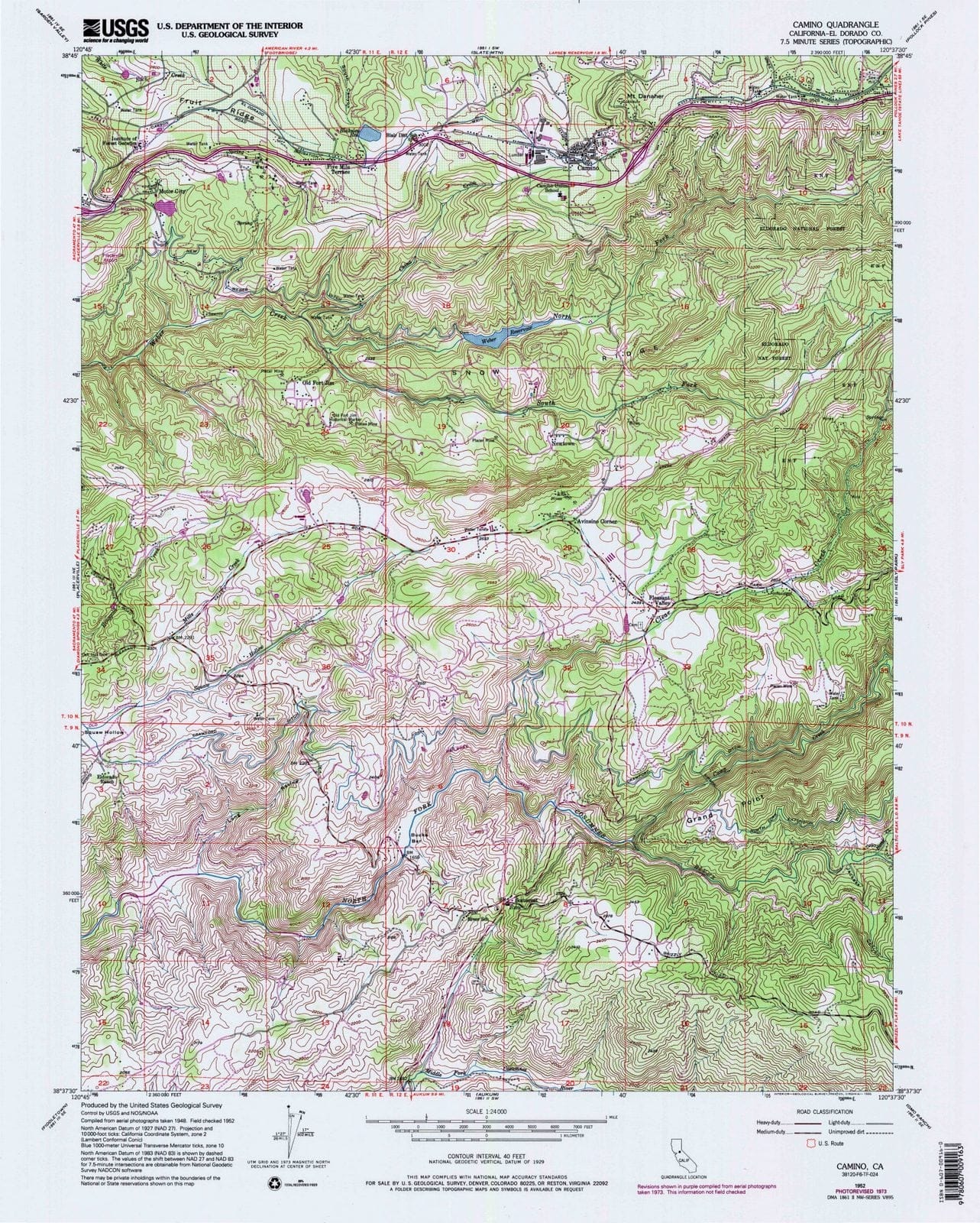 1952 Camino, CA - California - USGS Topographic Map v2
