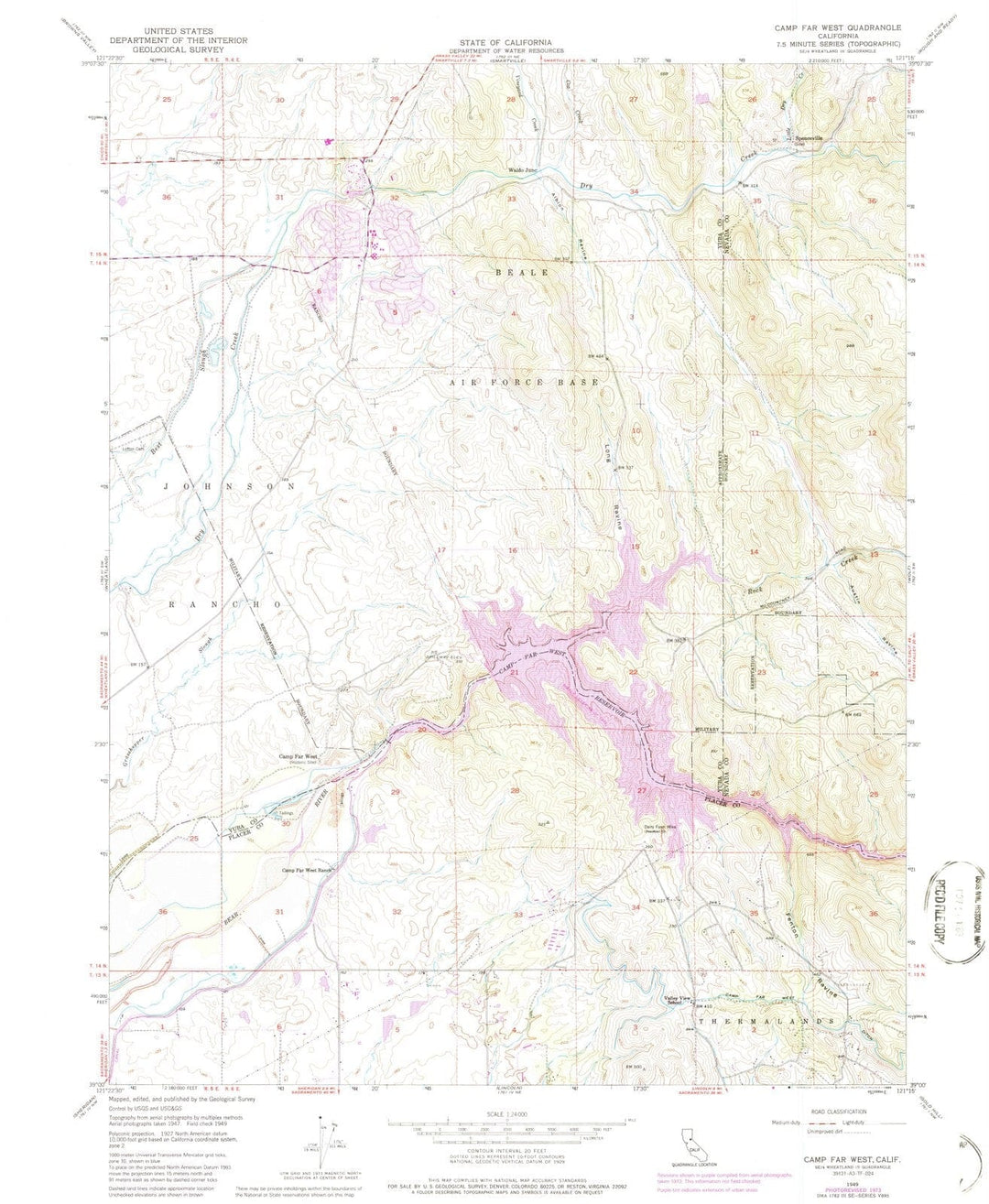 1949 Camp Far West, CA - California - USGS Topographic Map