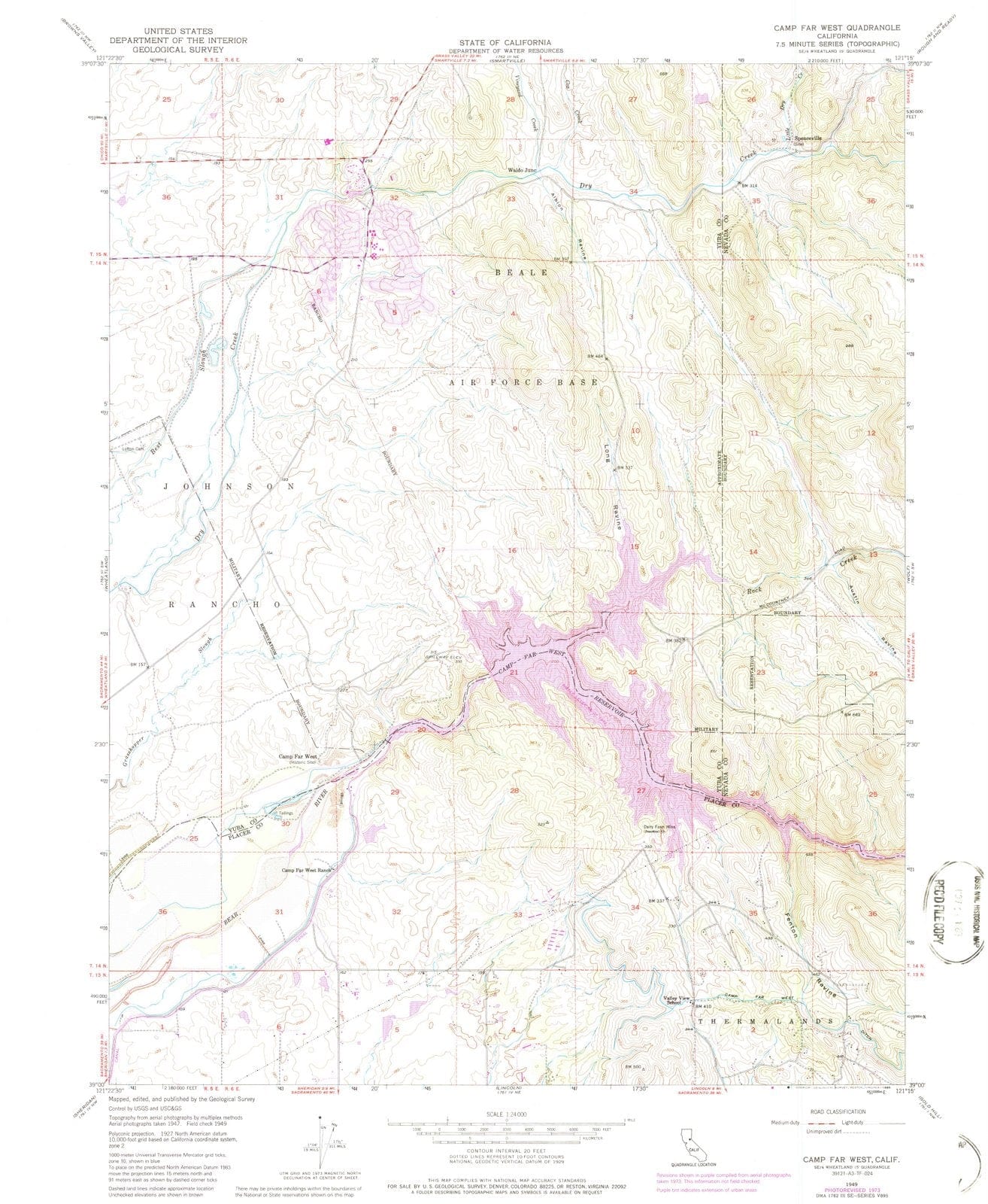1949 Camp Far West, CA - California - USGS Topographic Map