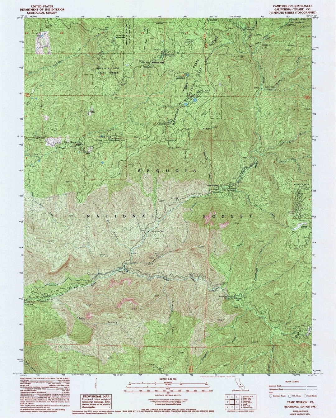 1987 Camp Wishon, CA - California - USGS Topographic Map