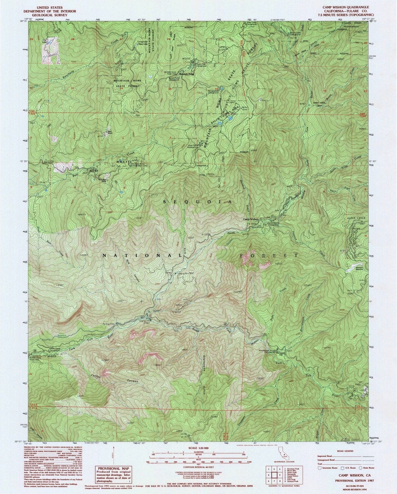 1987 Camp Wishon, CA - California - USGS Topographic Map
