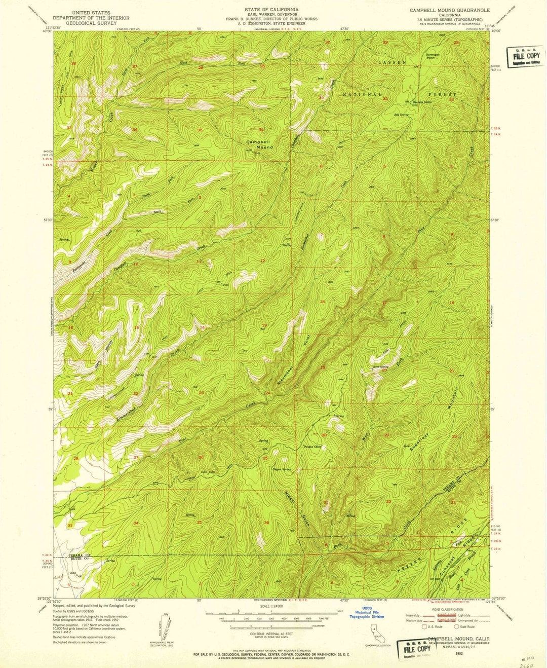 1952 Campbell Mound, CA - California - USGS Topographic Map