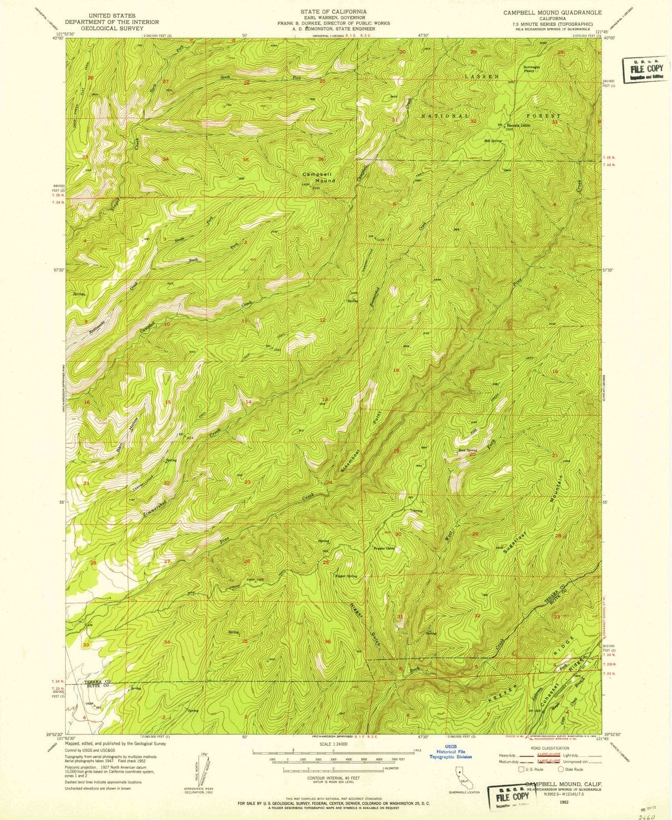1952 Campbell Mound, CA - California - USGS Topographic Map