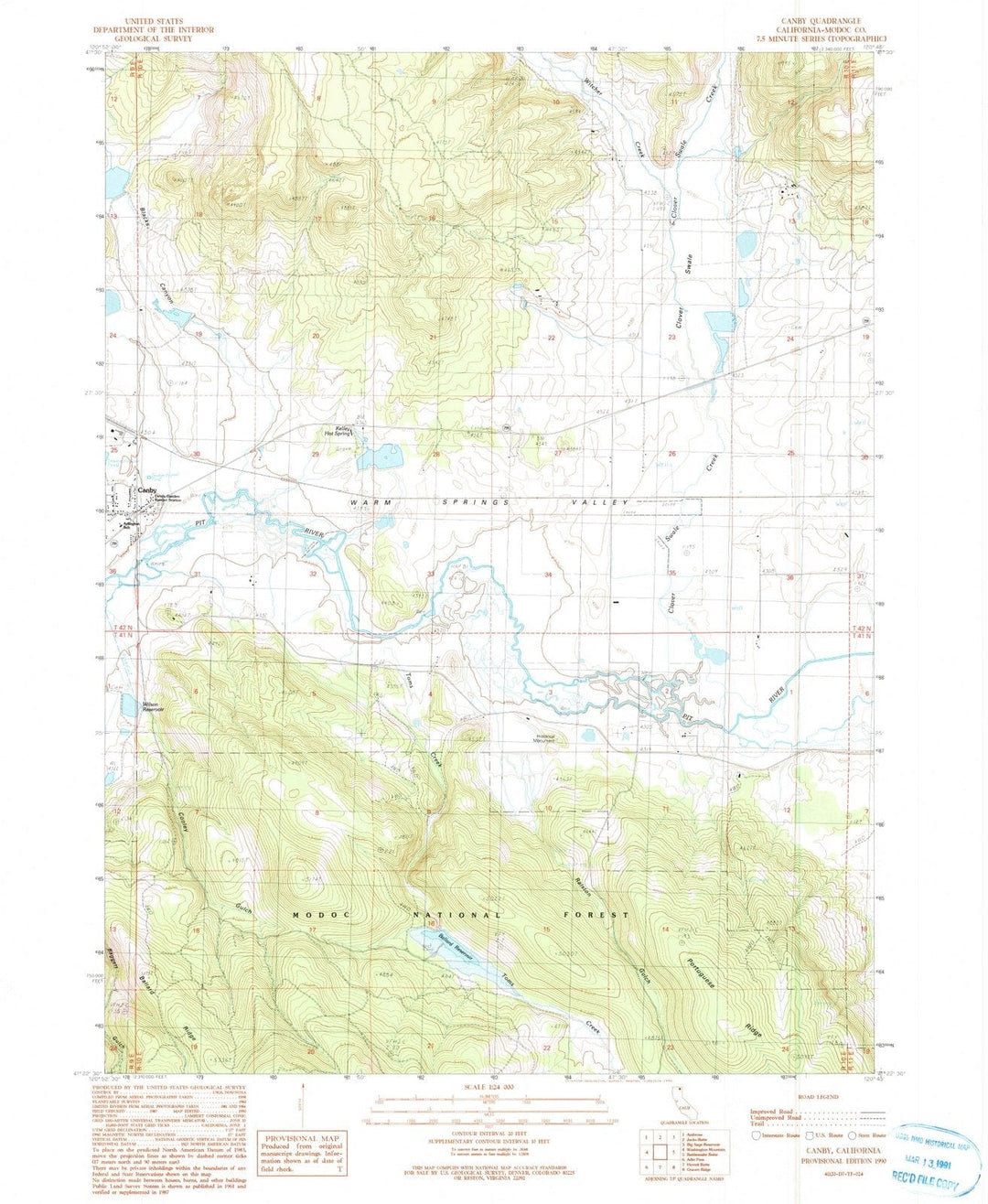 1990 Canby, CA - California - USGS Topographic Map