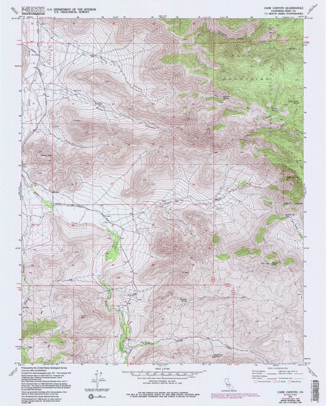 1972 Cane Canyon, CA - California - USGS Topographic Map