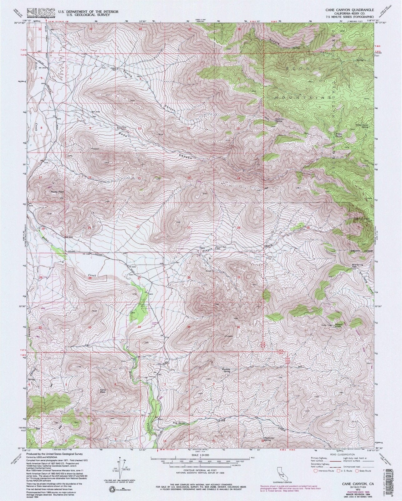 1972 Cane Canyon, CA - California - USGS Topographic Map