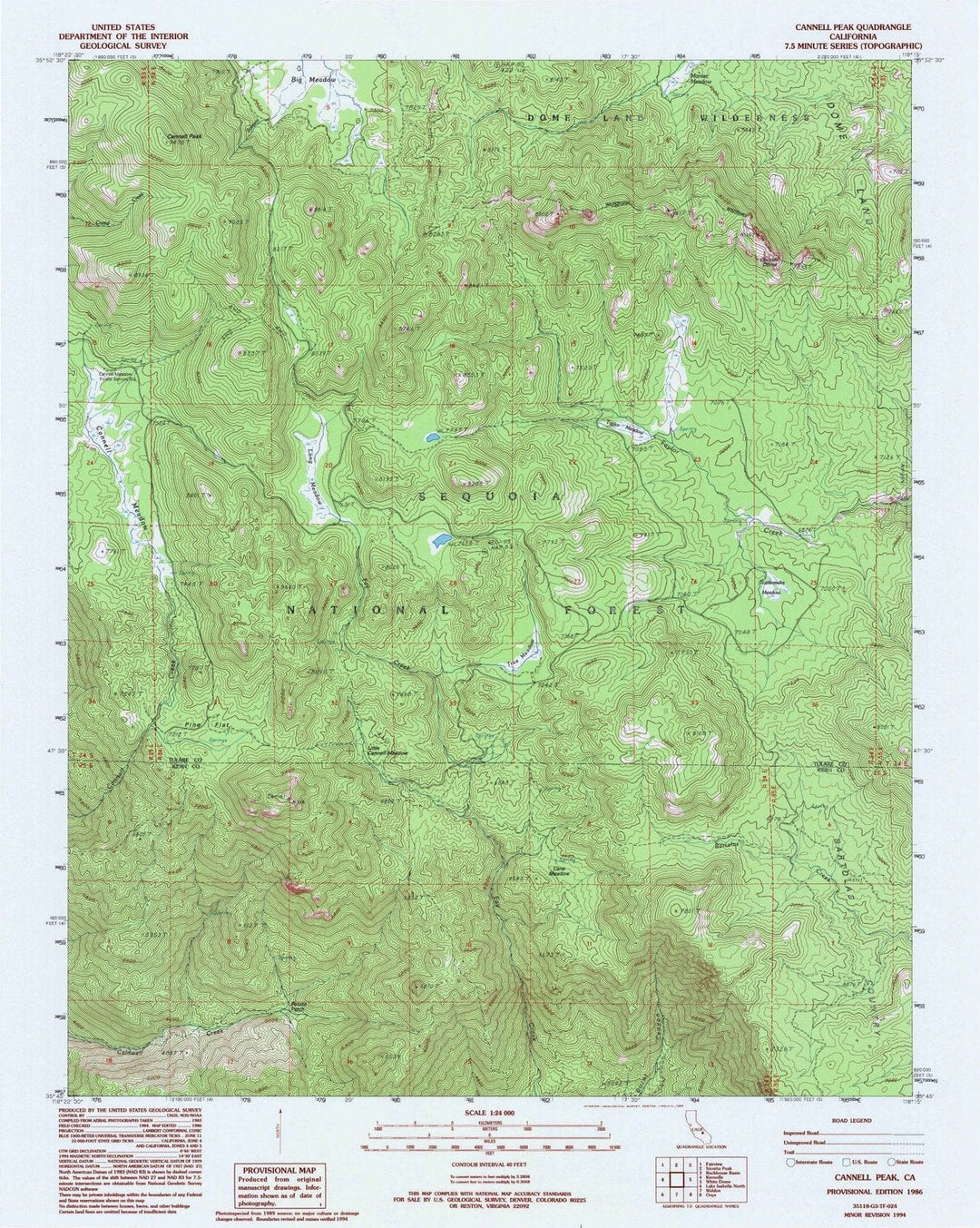 1986 Cannell Peak, CA - California - USGS Topographic Map