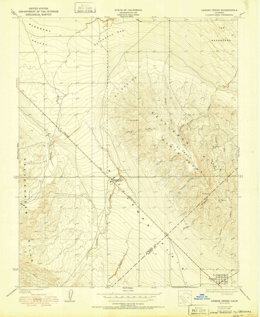 1950 Canoas Creek, CA - California - USGS Topographic Map