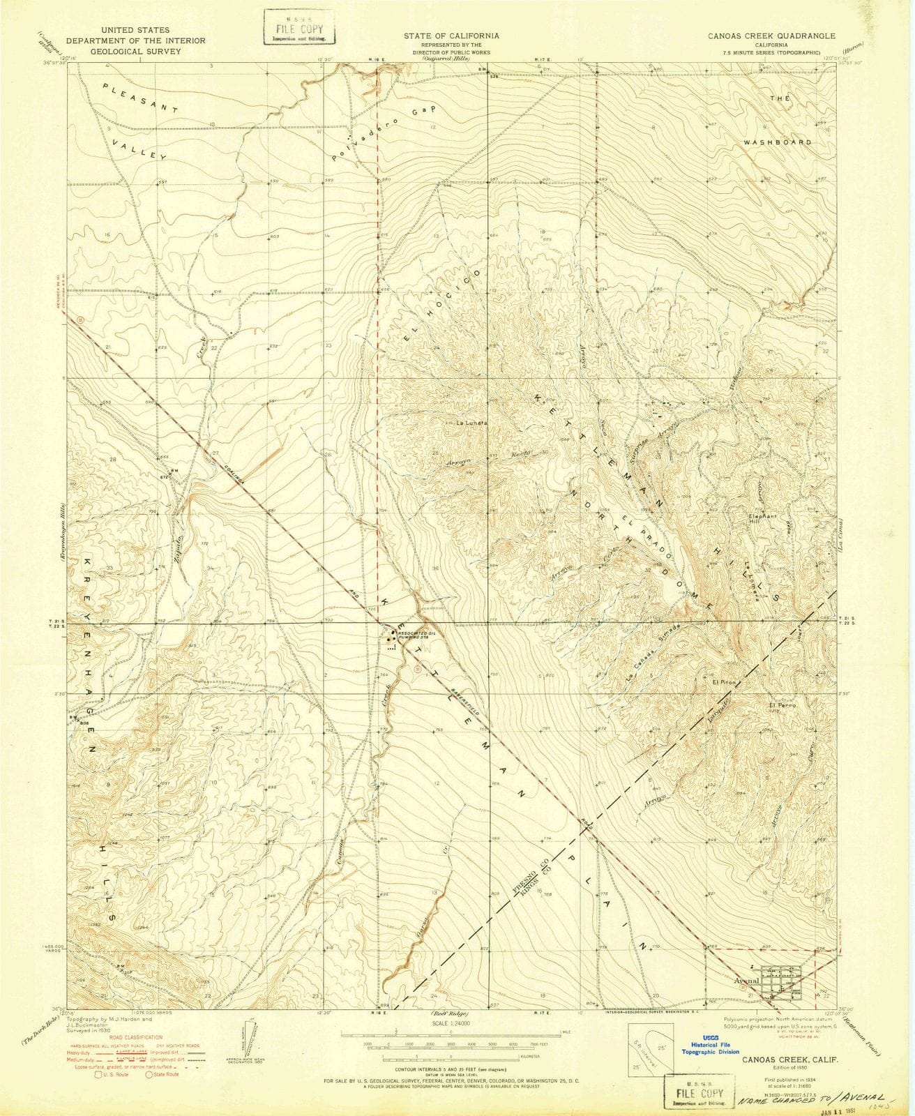 1950 Canoas Creek, CA - California - USGS Topographic Map
