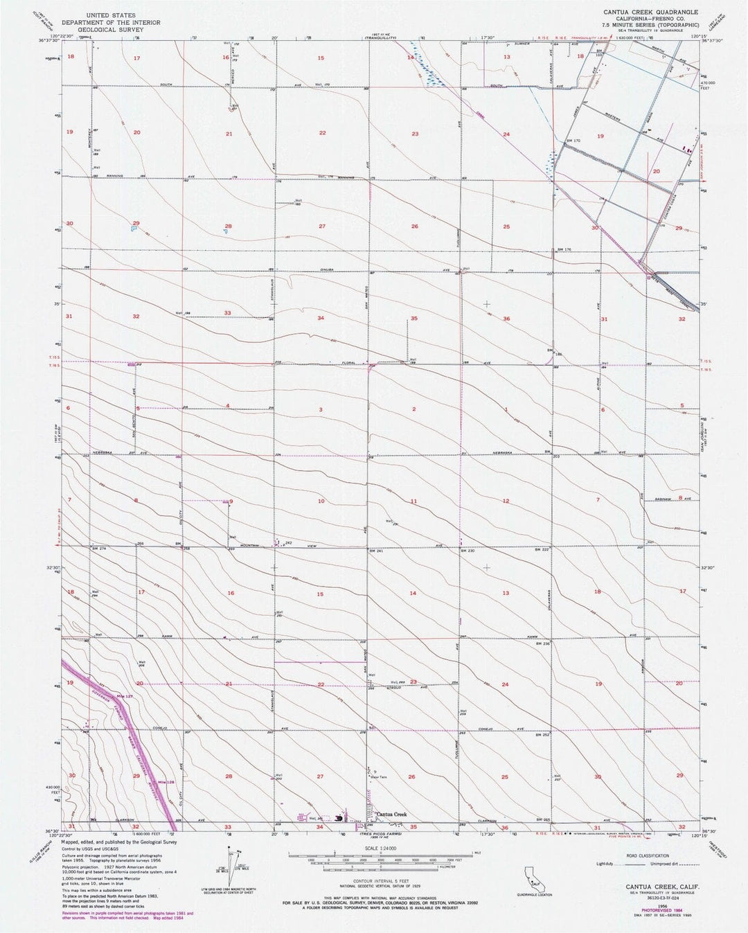 1956 Cantua Creek, CA - California - USGS Topographic Map