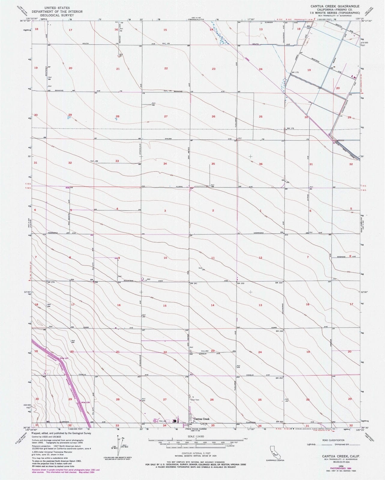 1956 Cantua Creek, CA - California - USGS Topographic Map