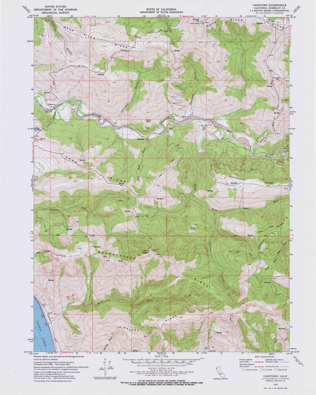 1969 Capetown, CA - California - USGS Topographic Map