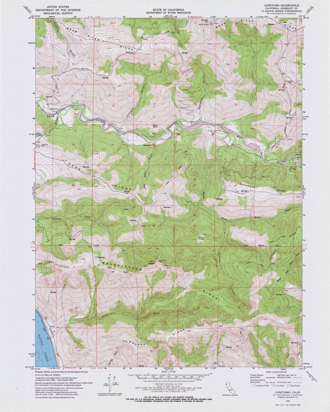 1969 Capetown, CA - California - USGS Topographic Map