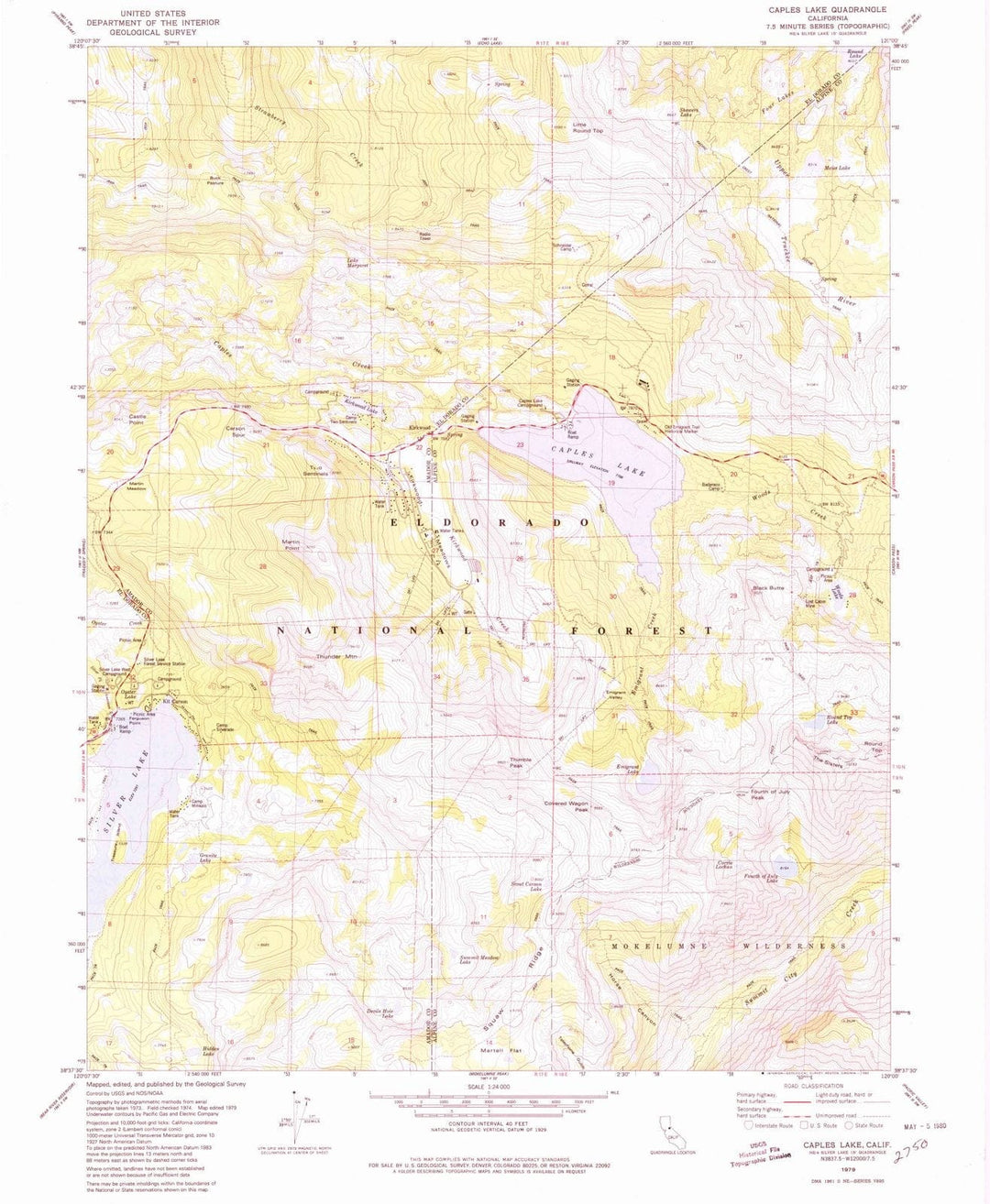 1979 Caples Lake, CA - California - USGS Topographic Map