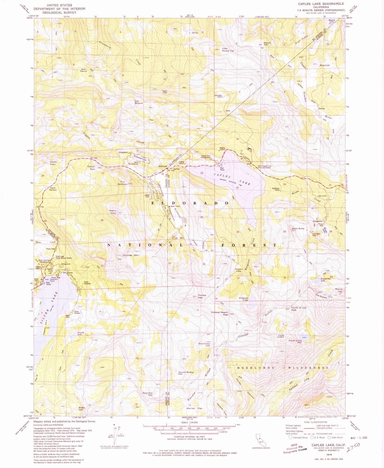 1979 Caples Lake, CA - California - USGS Topographic Map