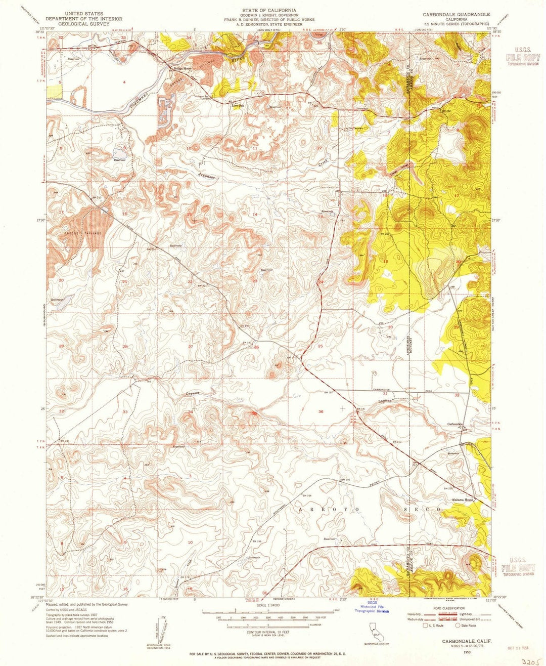 1953 Carbondale, CA - California - USGS Topographic Map