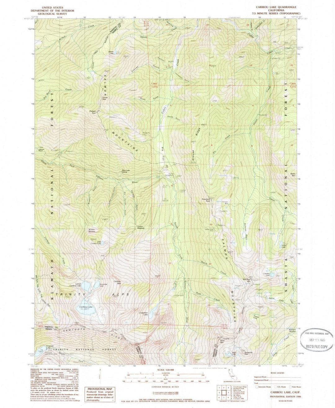 1986 Caribou Lake, CA - California - USGS Topographic Map