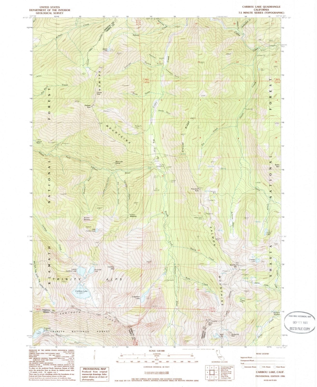 1986 Caribou Lake, CA - California - USGS Topographic Map