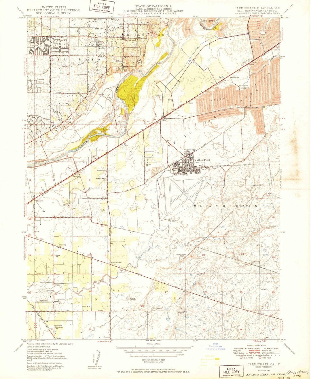1950 Carmichael, CA - California - USGS Topographic Map