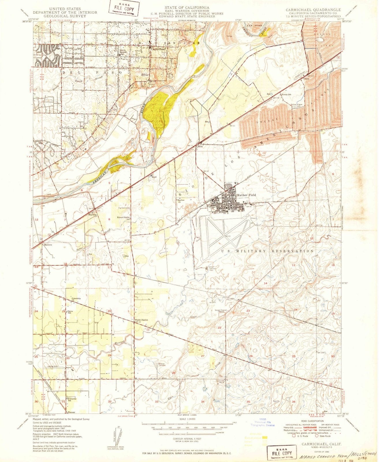 1950 Carmichael, CA - California - USGS Topographic Map