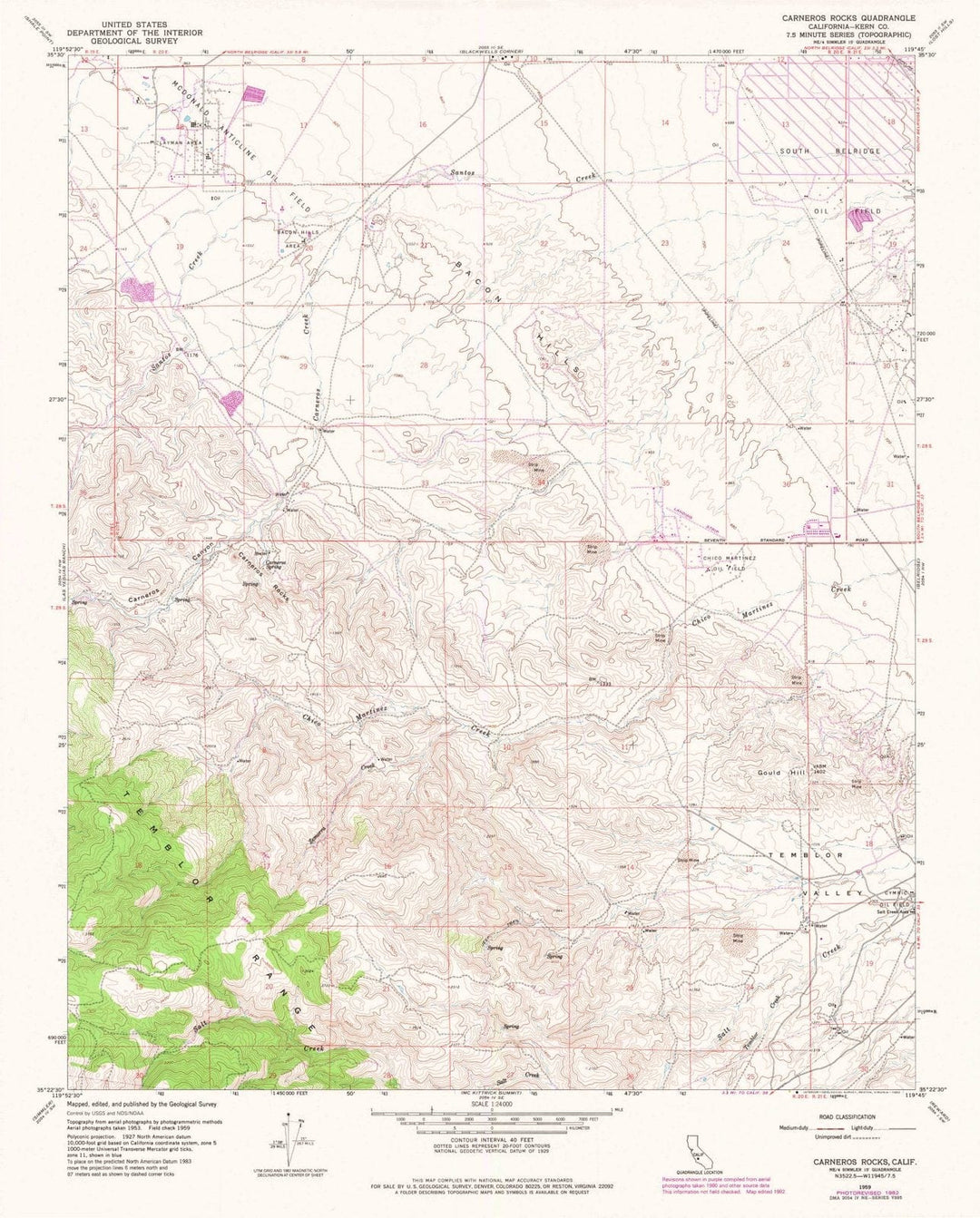 1959 Carneros Rocks, CA - California - USGS Topographic Map