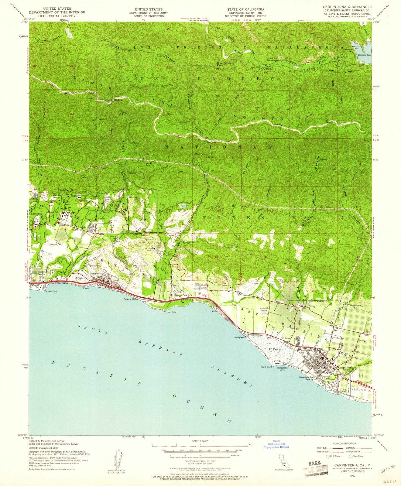 1952 Carpinteria, CA - California - USGS Topographic Map