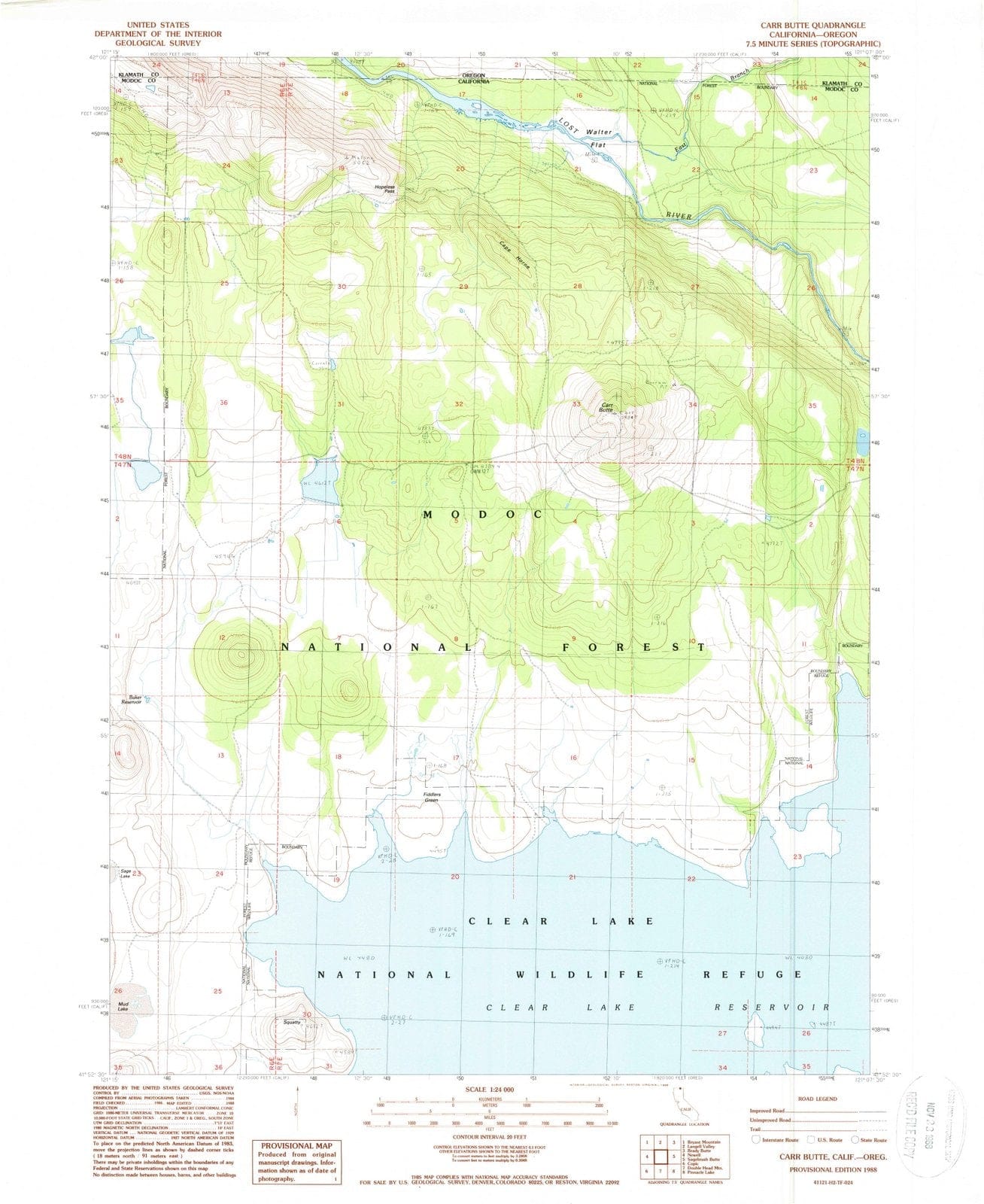 1988 Carr Butte, CA - California - USGS Topographic Map