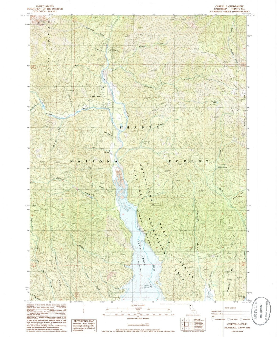 1986 Carrville, CA - California - USGS Topographic Map