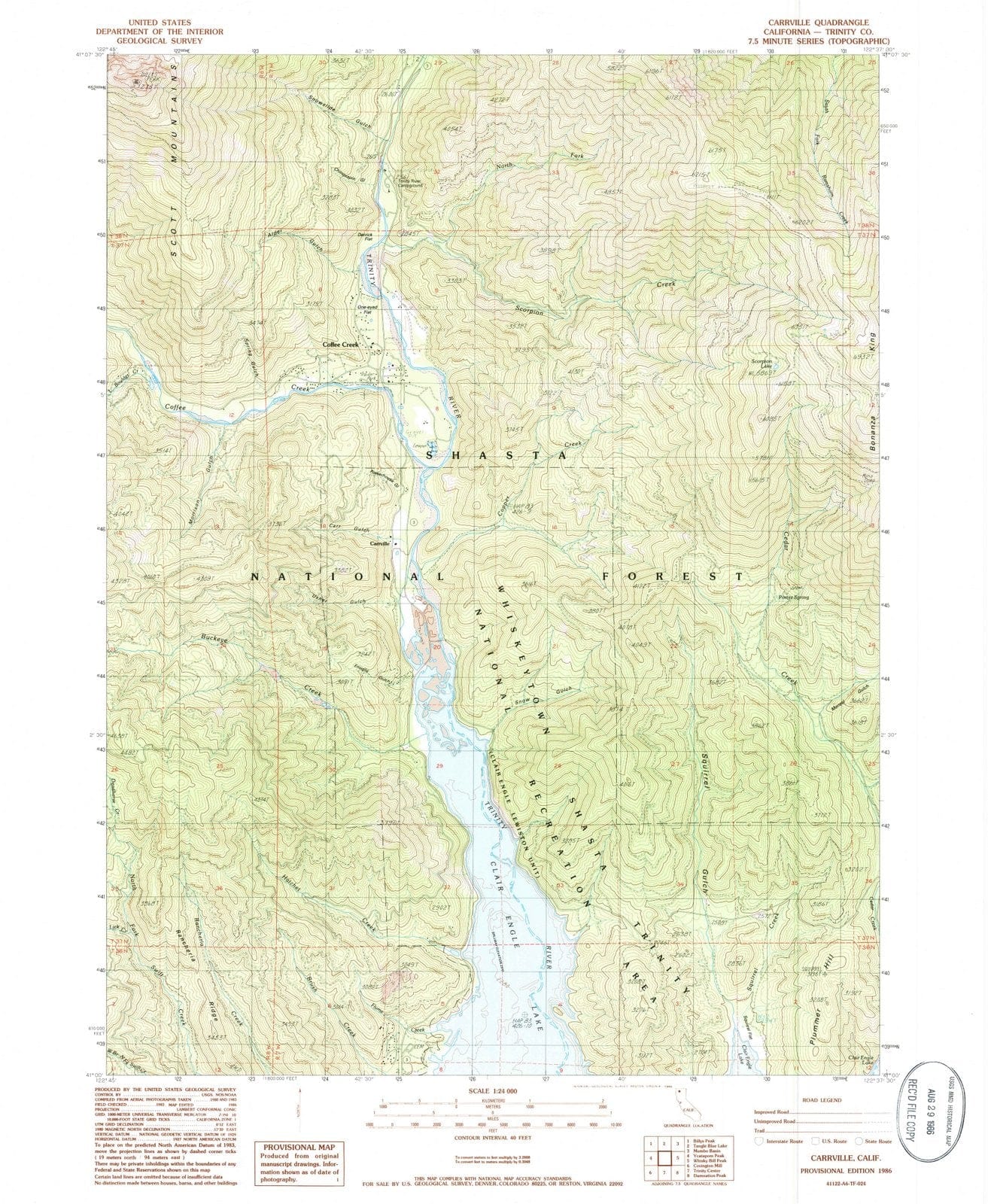 1986 Carrville, CA - California - USGS Topographic Map