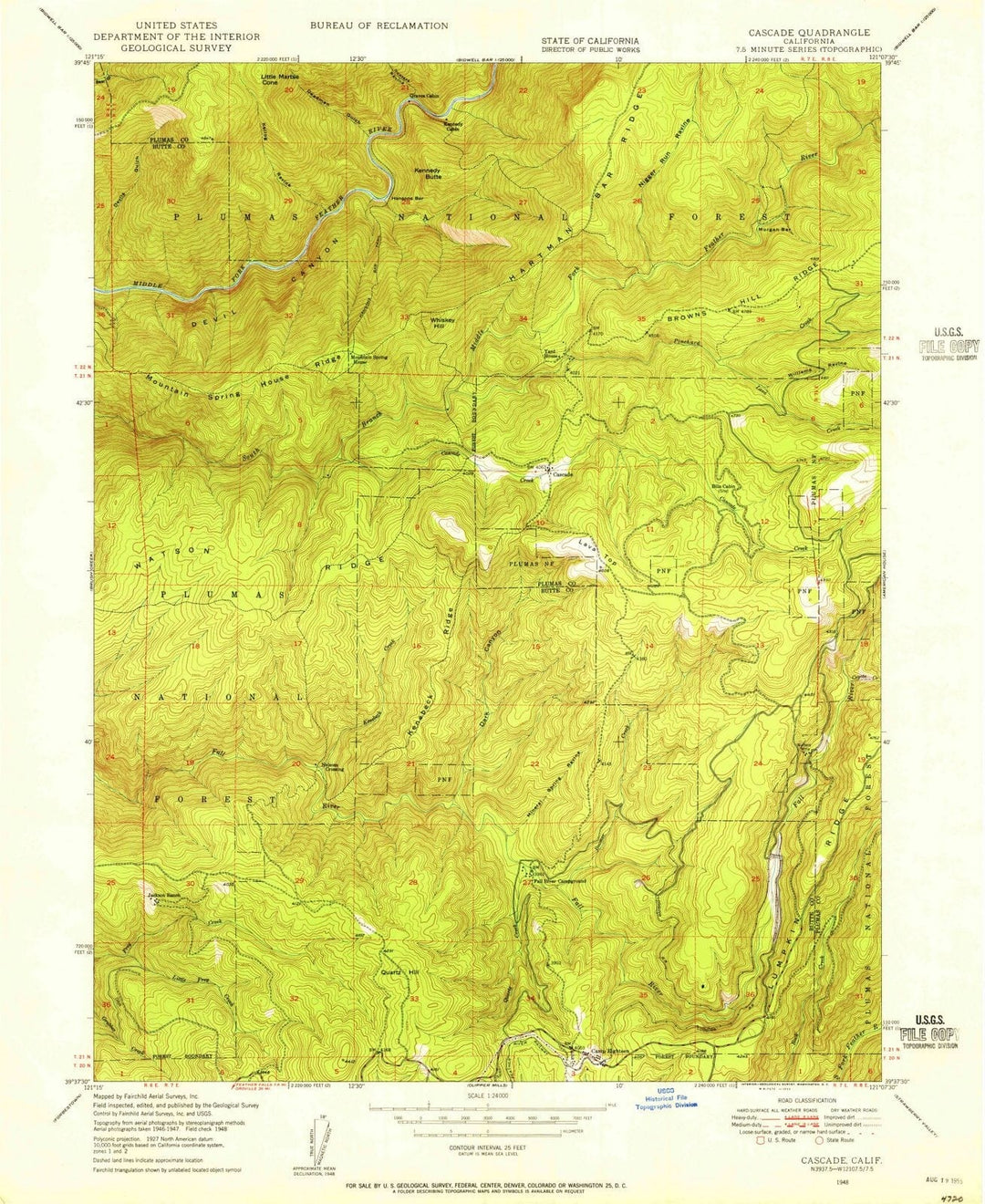 1948 Cascade, CA - California - USGS Topographic Map