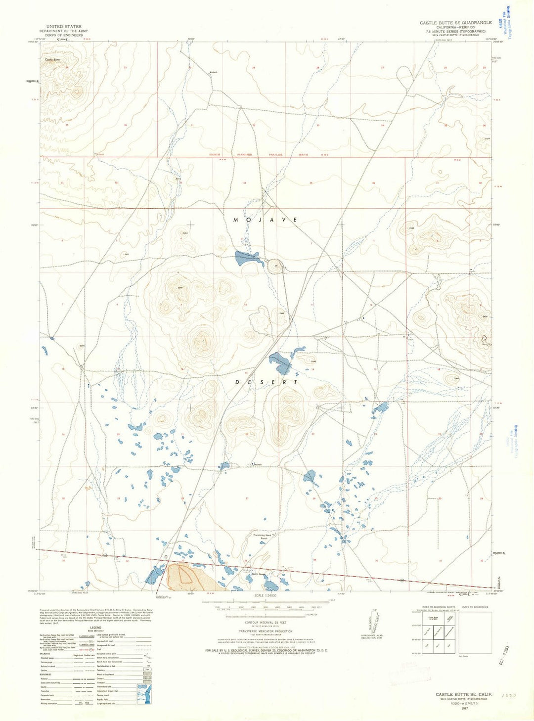 1947 Castle Butte, CA - California - USGS Topographic Map