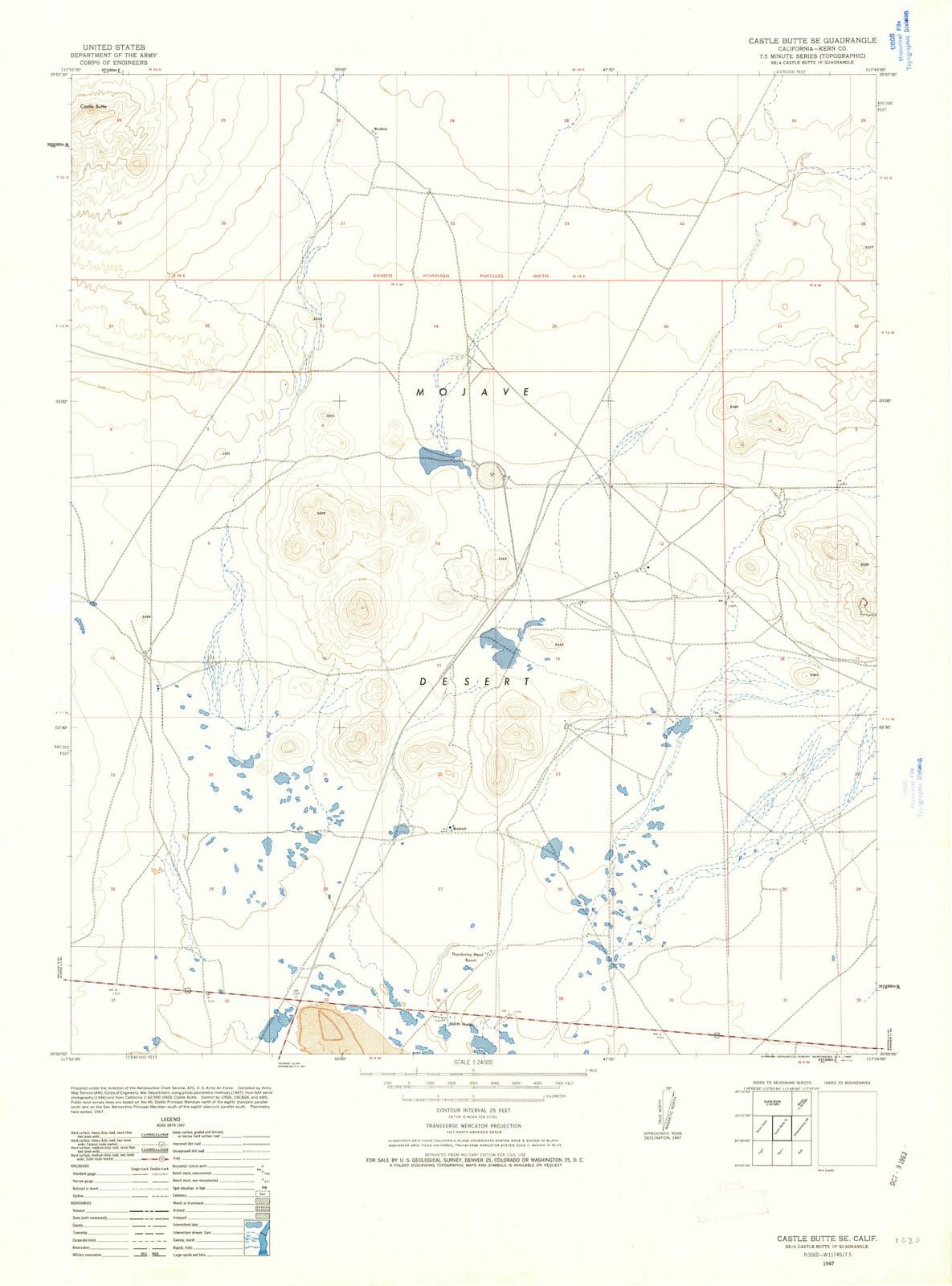 1947 Castle Butte, CA - California - USGS Topographic Map
