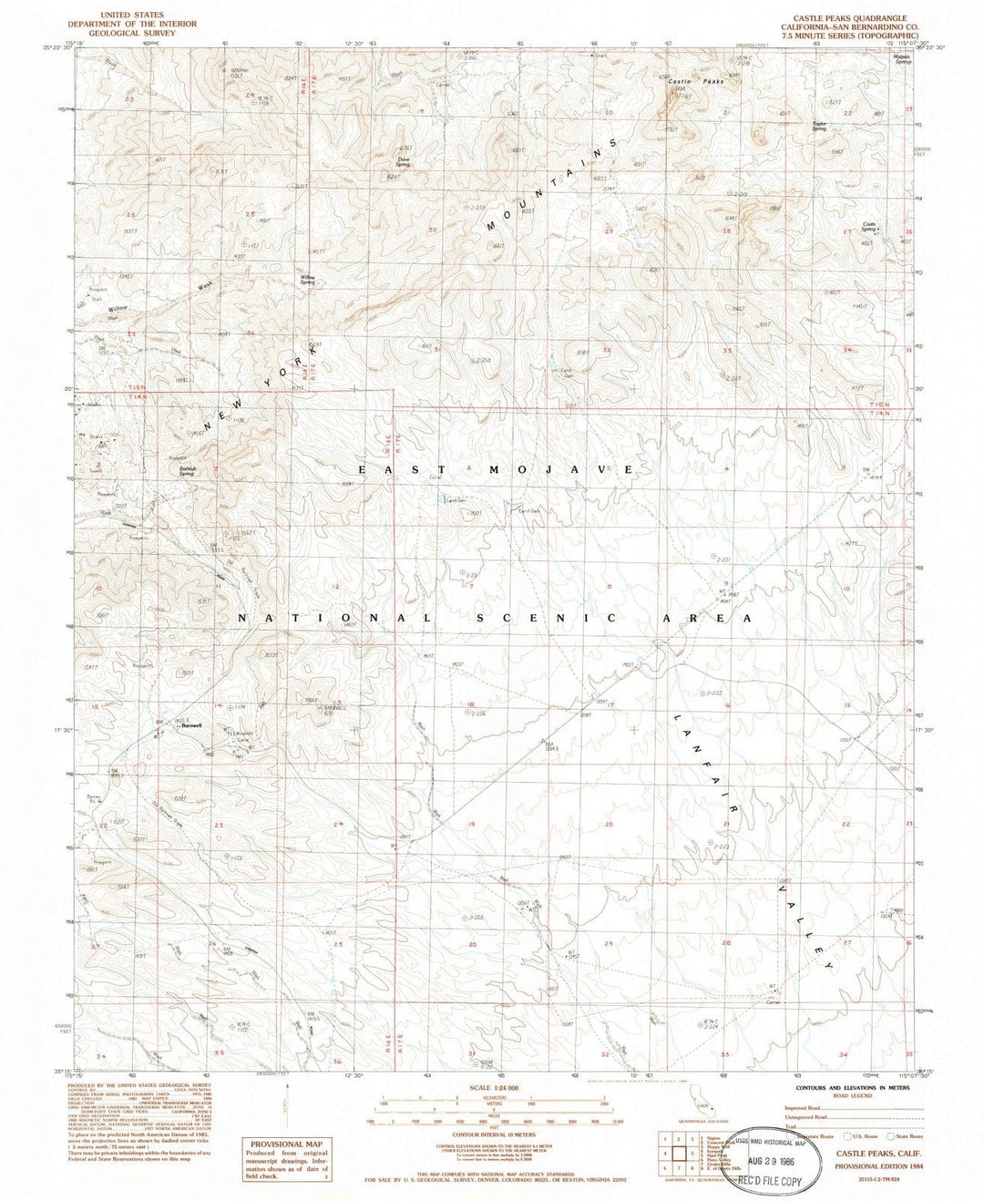 1984 Castle Peaks, CA - California - USGS Topographic Map