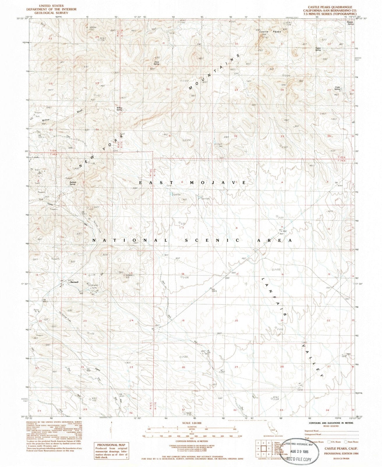1984 Castle Peaks, CA - California - USGS Topographic Map