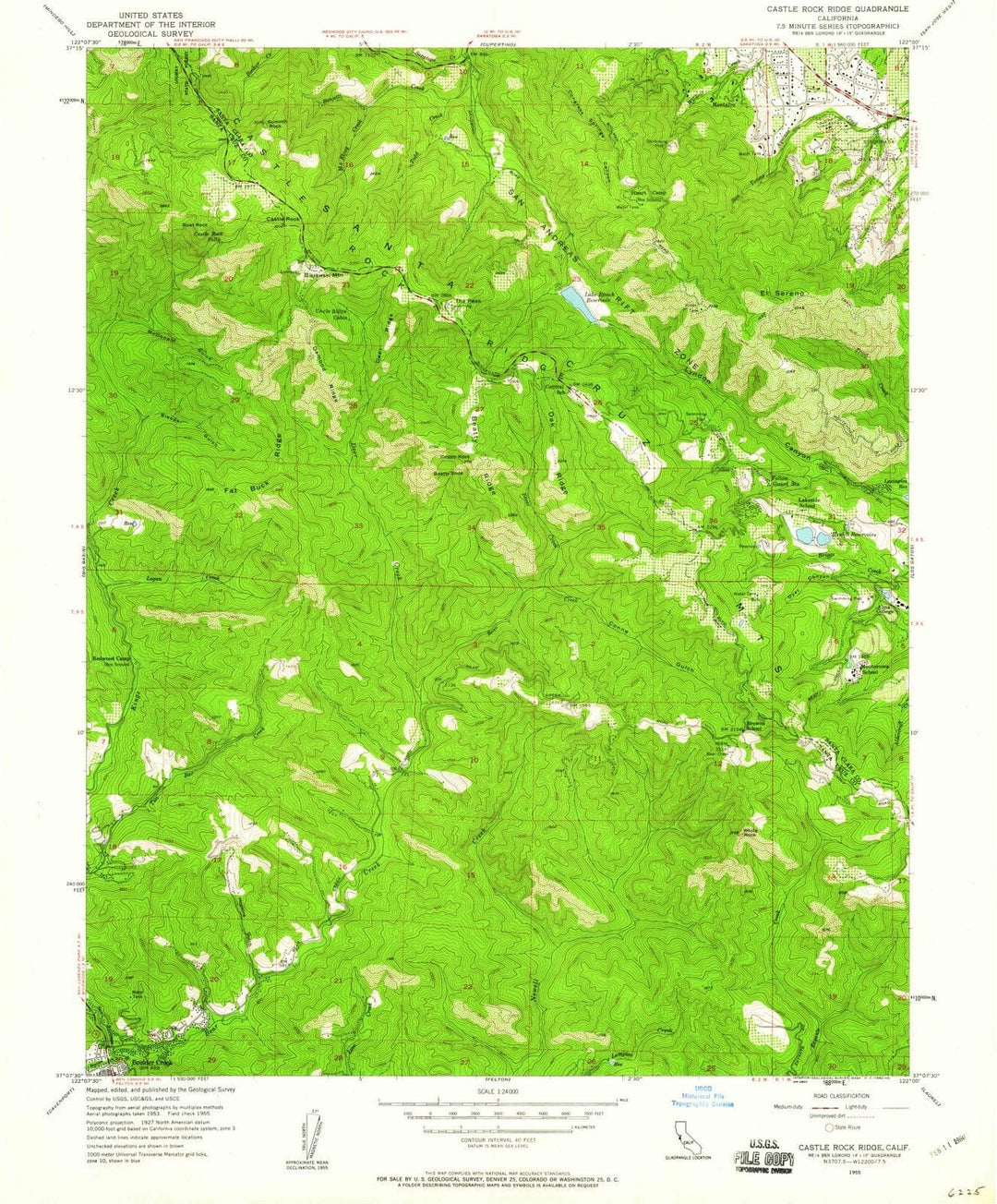 1955 Castle Rock Ridge, CA - California - USGS Topographic Map