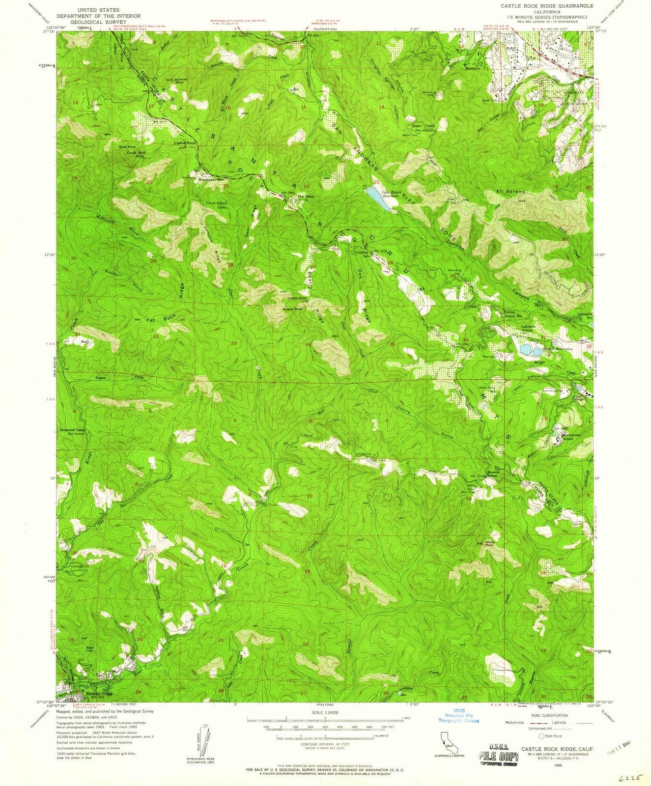 1955 Castle Rock Ridge, CA - California - USGS Topographic Map