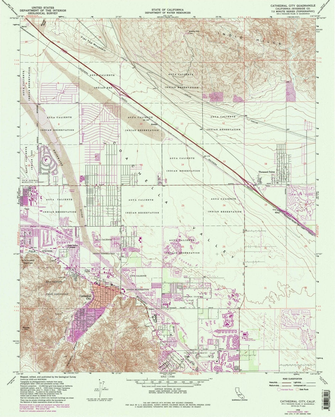 1958 Cathedral City, CA - California - USGS Topographic Map