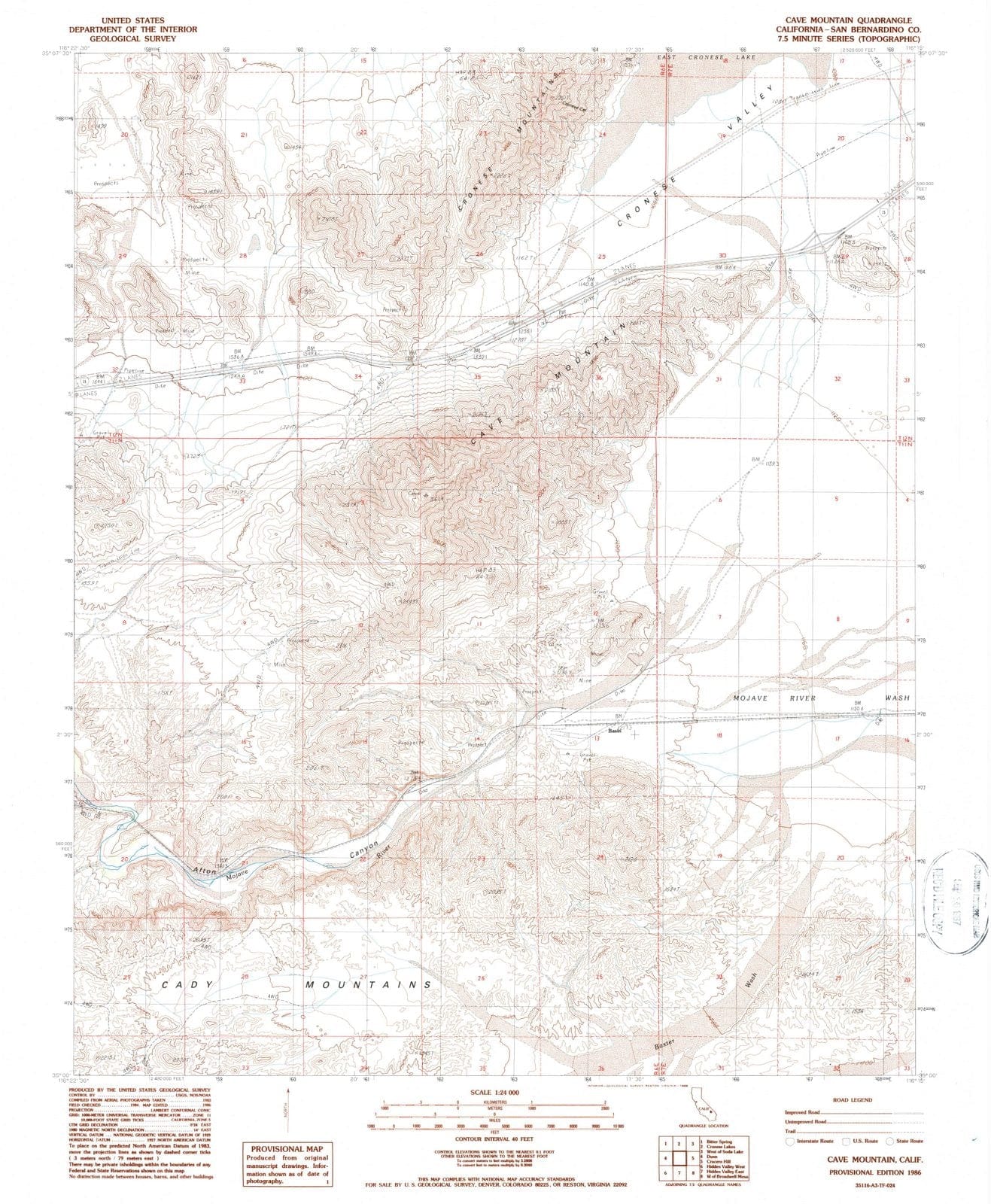 1986 Cave Mountain, CA - California - USGS Topographic Map