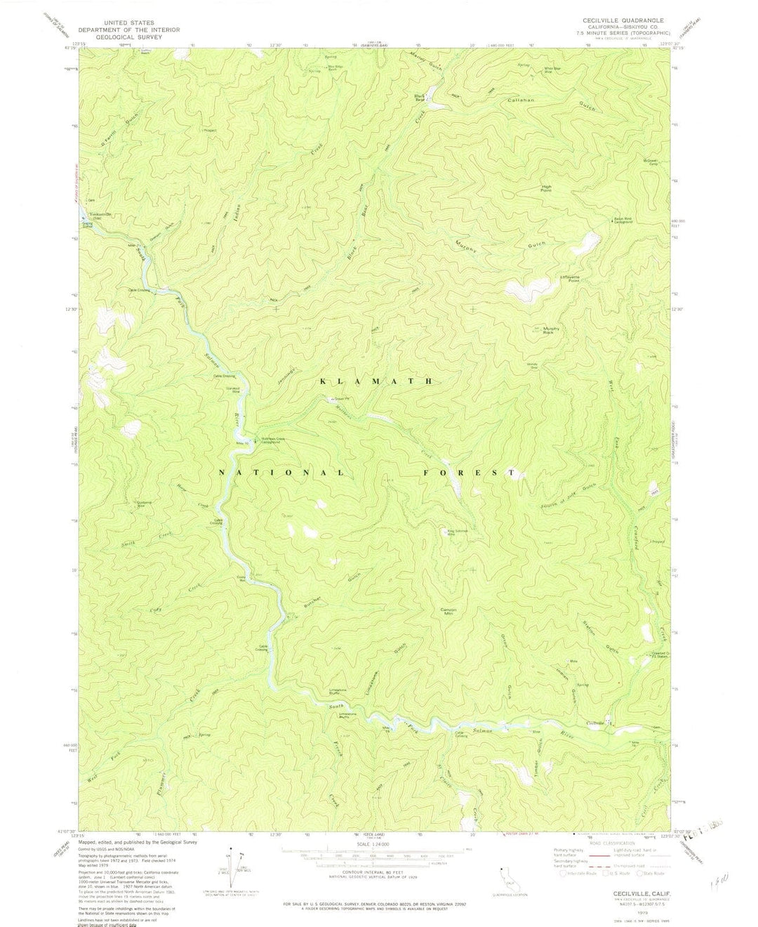 1979 Cecilville, CA - California - USGS Topographic Map