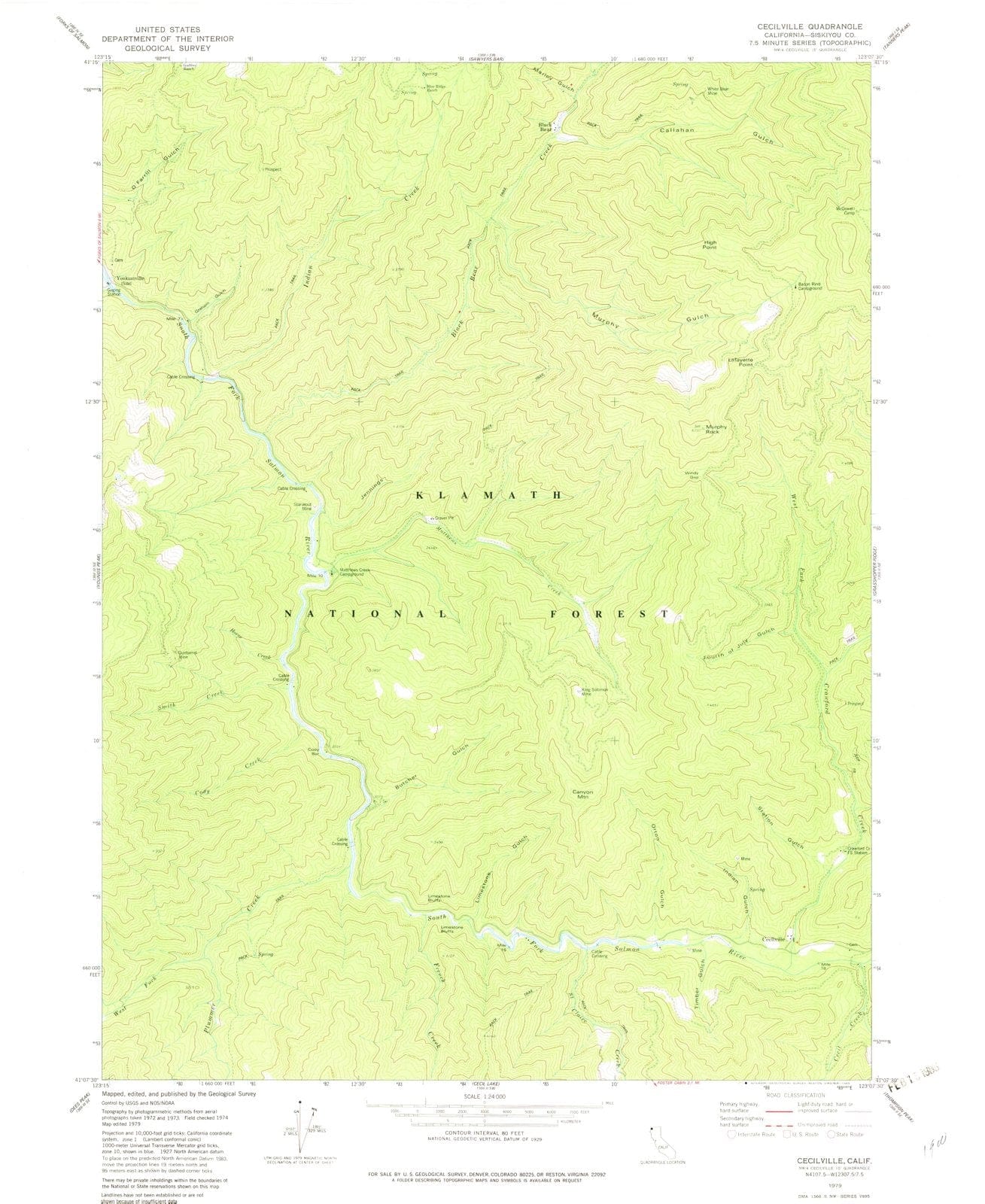 1979 Cecilville, CA - California - USGS Topographic Map
