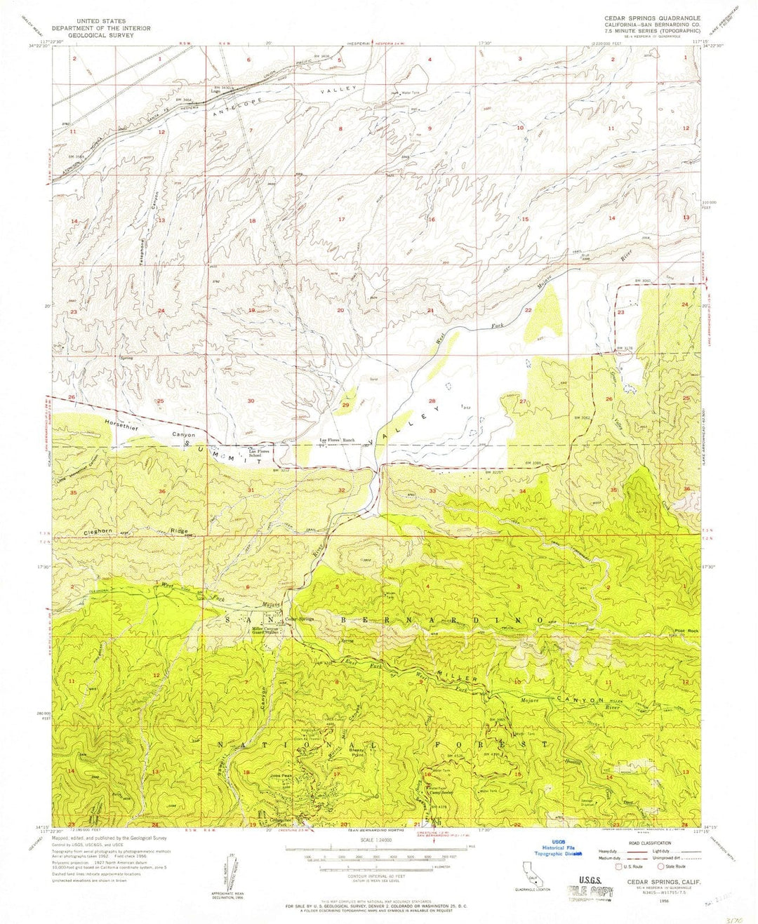 1956 Cedar Springs, CA - California - USGS Topographic Map