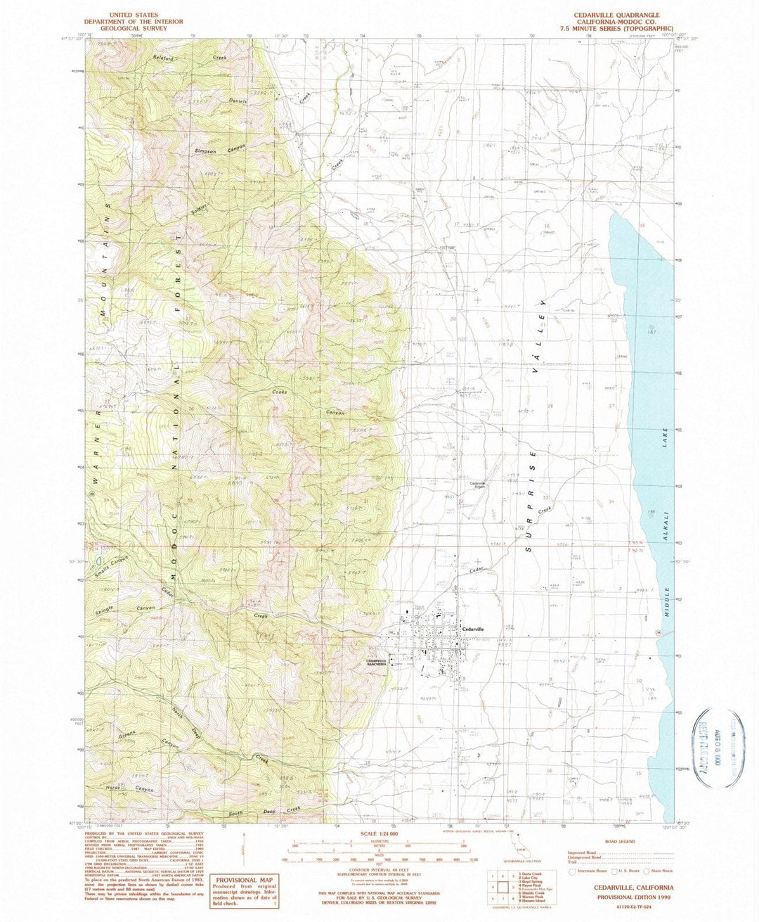 1990 Cedarville, CA - California - USGS Topographic Map