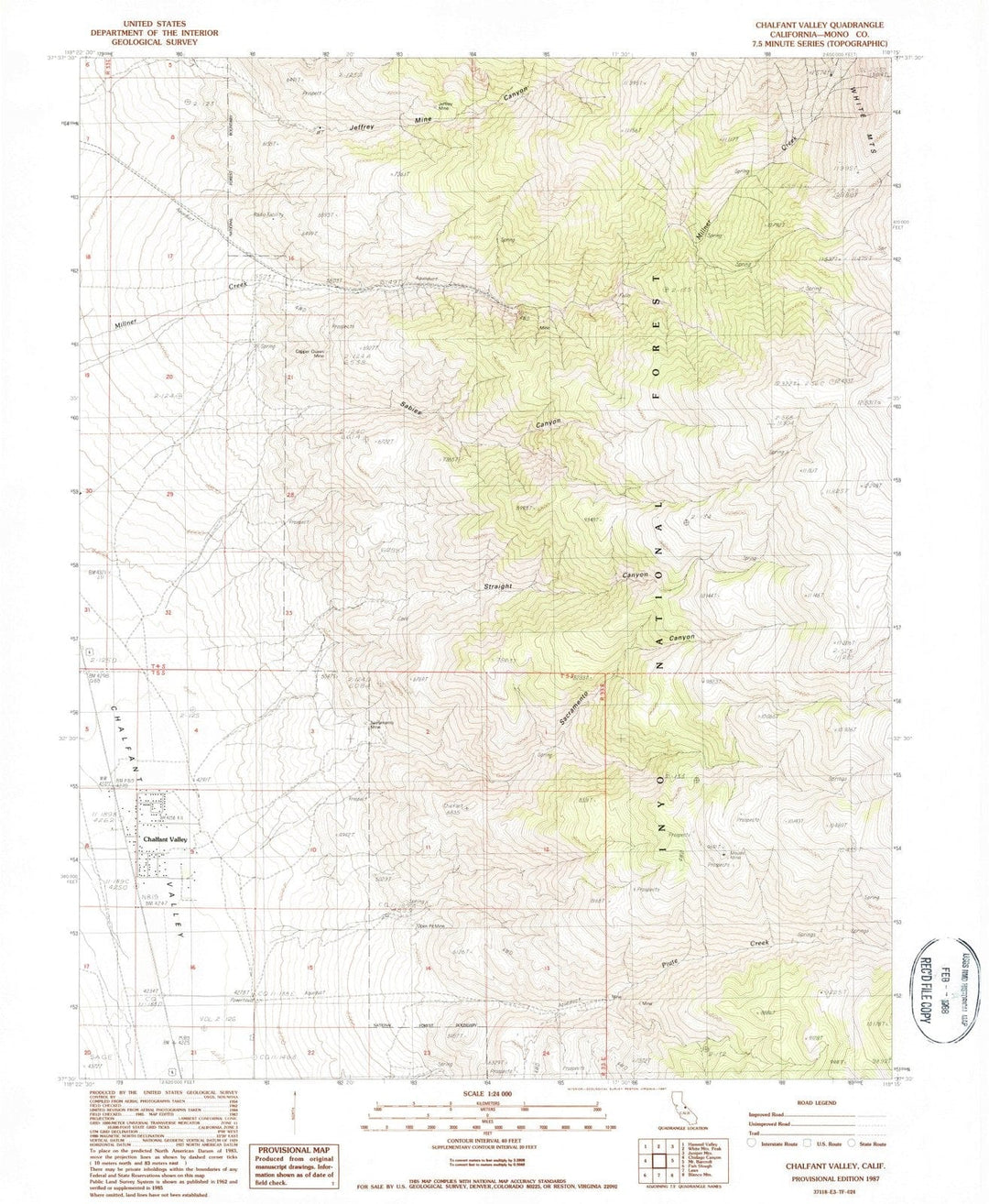 1987 Chalfant Valley, CA - California - USGS Topographic Map