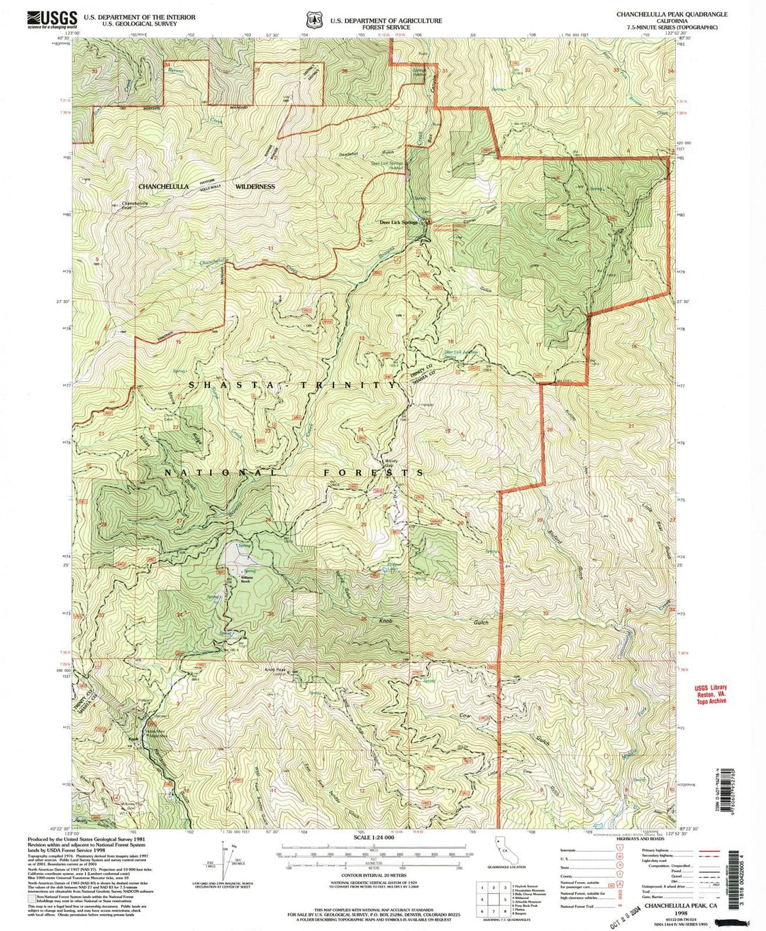 1998 Chanchelulla Peak, CA - California - USGS Topographic Map